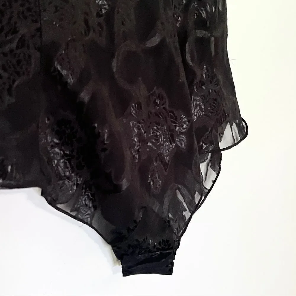 Vintage Victoria’s Secret Black Jacquard One Piece Bodysuit Negligee Great L